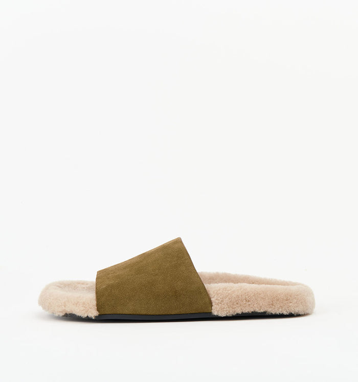 Khaki Suede/Shearling / 35