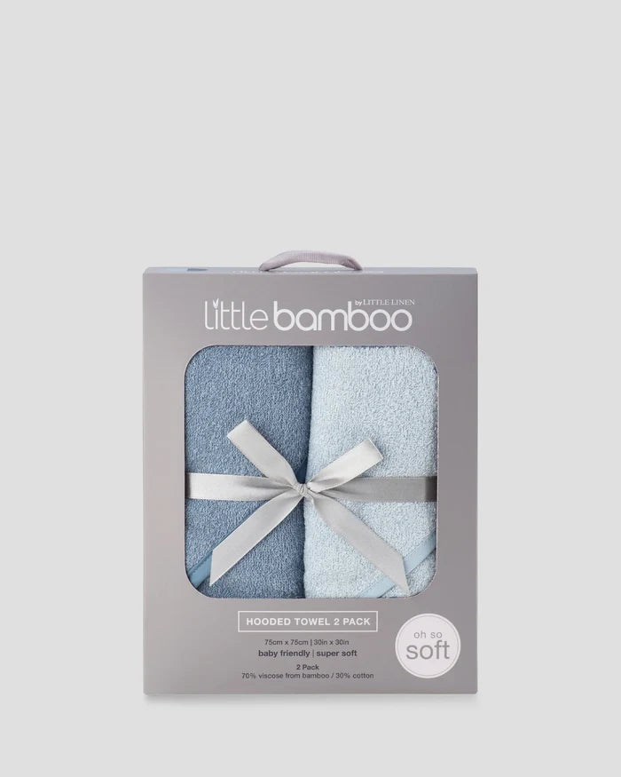 Little Bamboo Baby Hooded Towels 2 Pack - Retro Blue