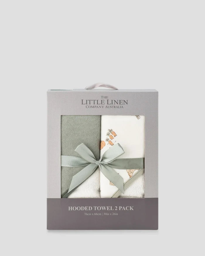 Little Linen Baby Hooded Towels 2 Pack - Farmyard Lamb