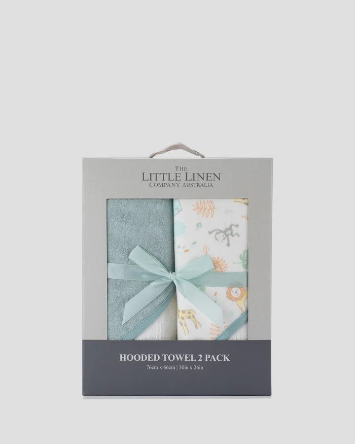 Little Linen Baby Hooded Towels 2 Pack - Savanna Giraffe