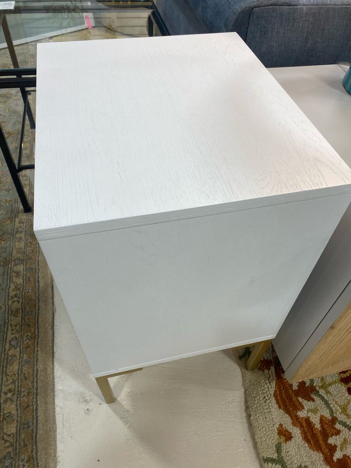 NIGHT STAND 2 DRAWER WOOD FRONT WHITE SURROUND