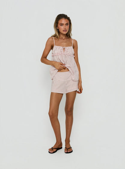 Terza Foldover Micro Shorts Pink Stripe