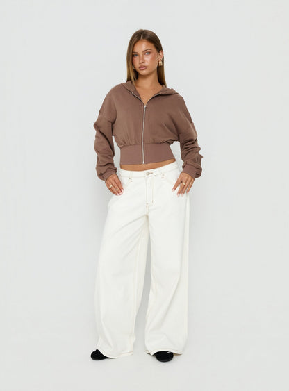 Naylor Mid Rise Wide Leg Jeans Cream Tall