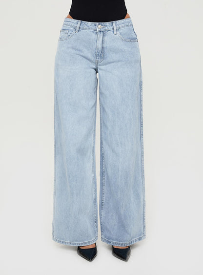Ramos Low Rise Denim Jeans Light Blue Wash