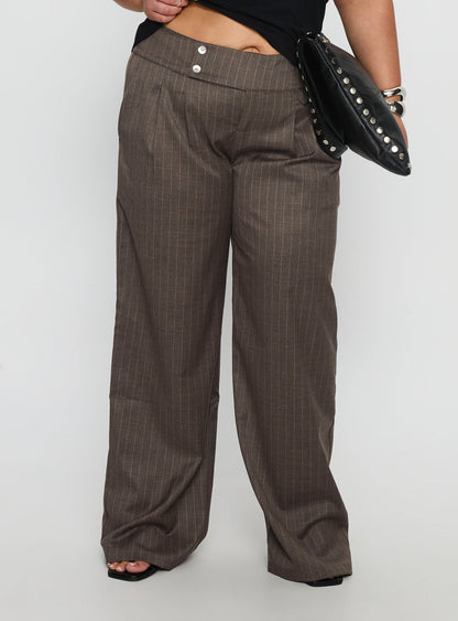 Briellea Thick Waistband Pant Pinstripe Curve