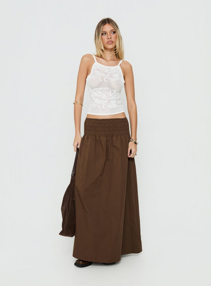 Thessa Ruched Maxi Skirt Chocolate