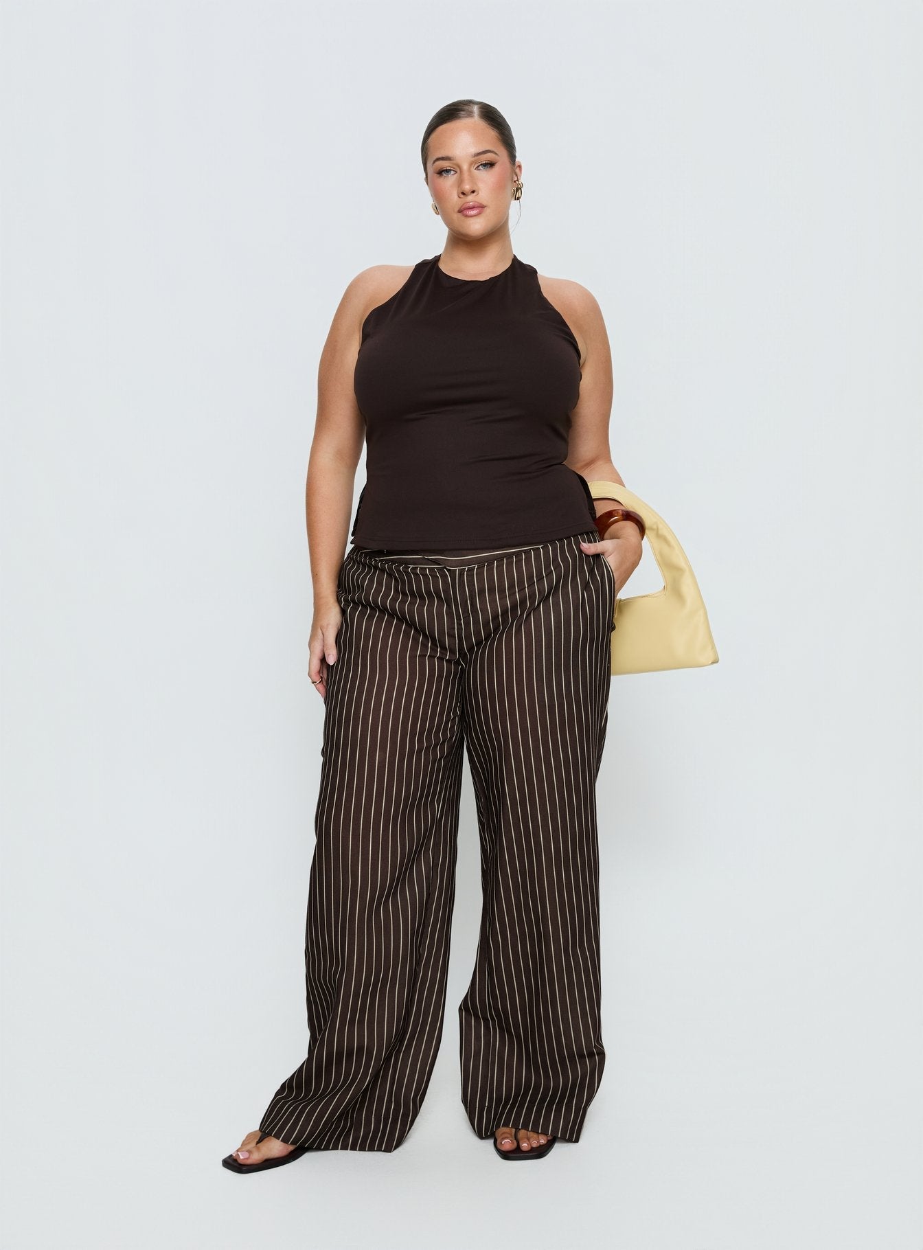 Harlene Back Detail Top Brown Curve
