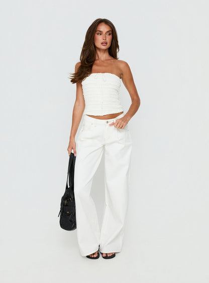 Supercut Low Rise Baggy Pleat Jeans Cream
