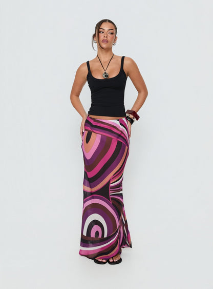 Lucidia Maxi Skirt Pink Retro