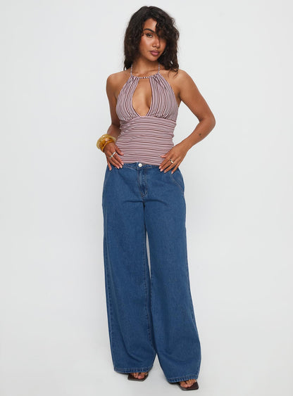 Polaris Mid Rise Straight Leg Jeans Mid Blue