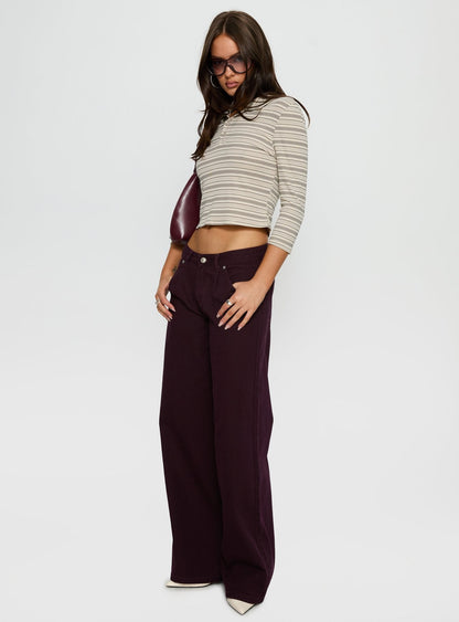 Supercut Low Rise Baggy Pleat Jeans Currant