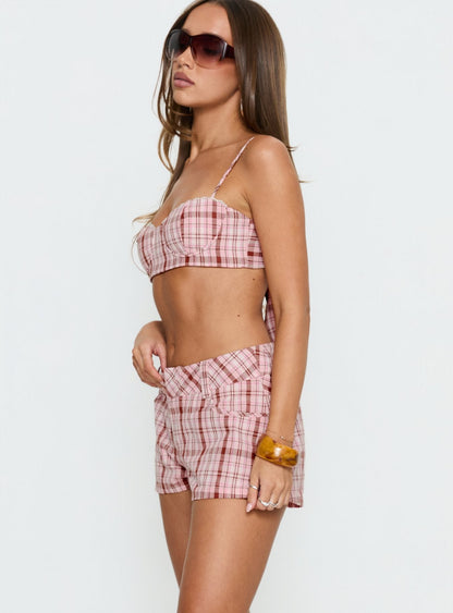 Kosi Micro Shorts Pink Check