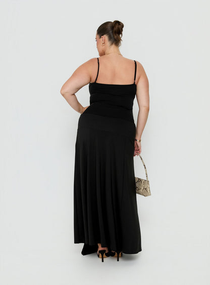 Nola Hardware Slit Maxi Skirt Black Curve