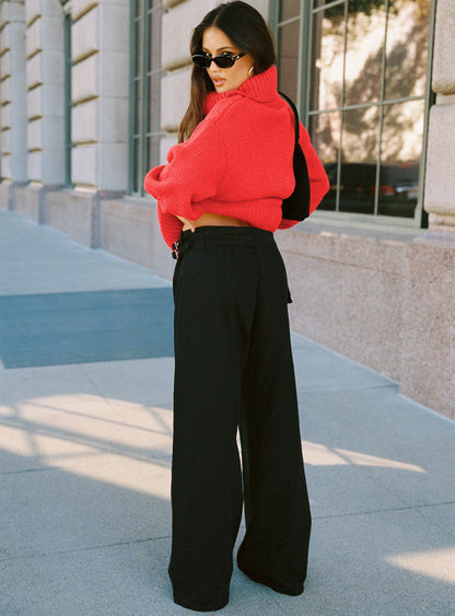 Paltrow Mid Rise Wide Leg Cargo Jeans Black