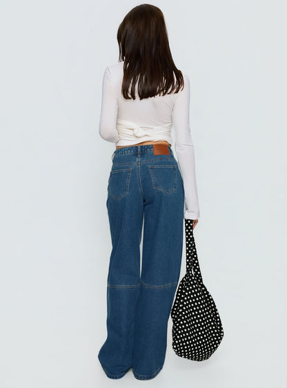 Lando Low Rise Straight Leg Jeans Mid Blue Wash