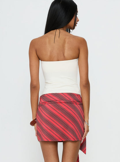 Lindsy Tie Side Mini Skirt Red Multi