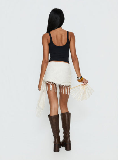 Winita Macrame Tassel Mini Skirt Cream