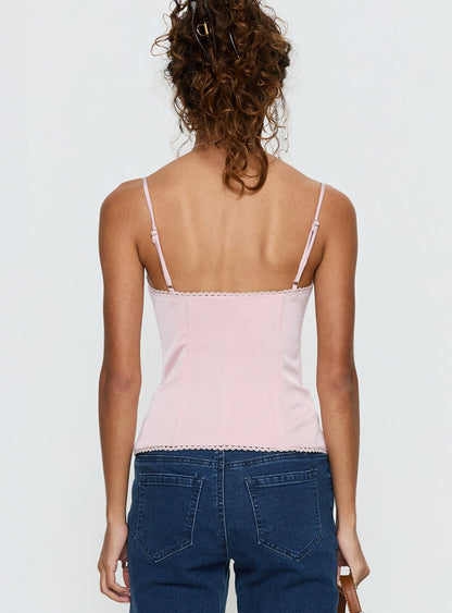 Maralyne Satin Corset Top Soft Pink