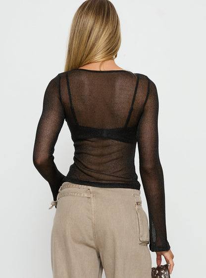 Perfect Mirage Sheer Long Sleeve Top Black