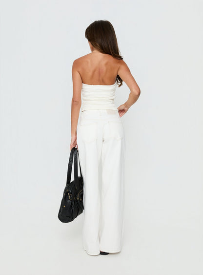 Supercut Low Rise Baggy Pleat Jeans Cream