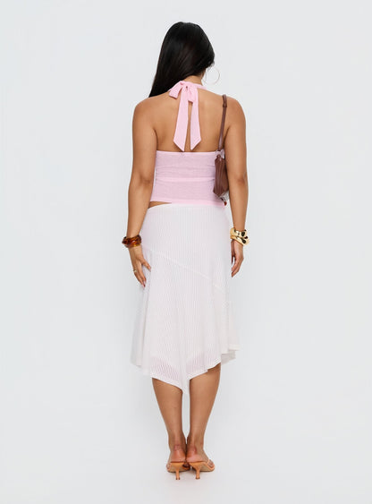 Adrea Asymmetrical Midi Skirt White