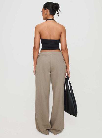 Paltrow Mid Rise Wide Leg Cargo Jeans Washed Brown