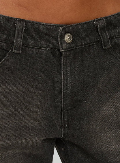 Korinne Low Rise Baggy Jeans Washed Charcoal