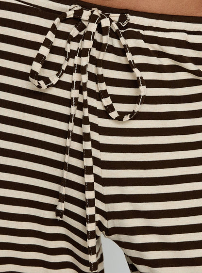 Gavrielle Jersey Wide Leg Pants Chocolate / Cream Stripe