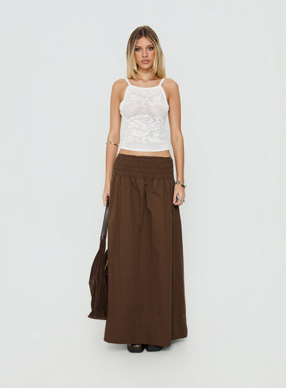 Thessa Ruched Maxi Skirt Chocolate