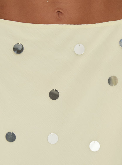 Kessiah Sequin Midi Skirt Yellow