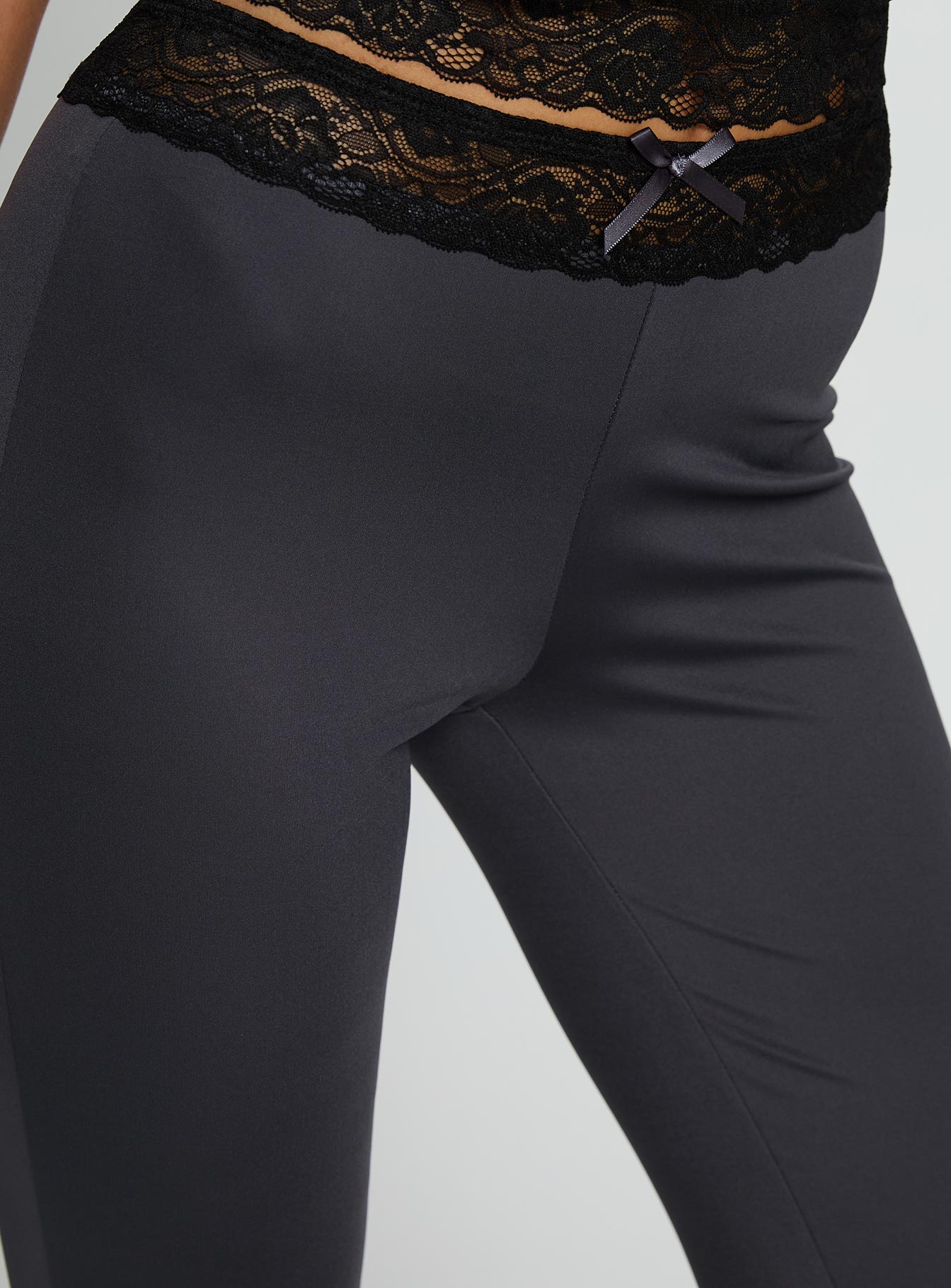 Georganna Lace Trim Flare Pant Charcoal