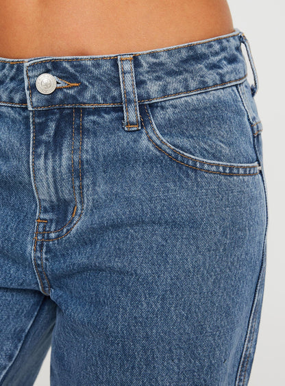 Jankins Low Rise Straight Leg Jeans Mid Wash