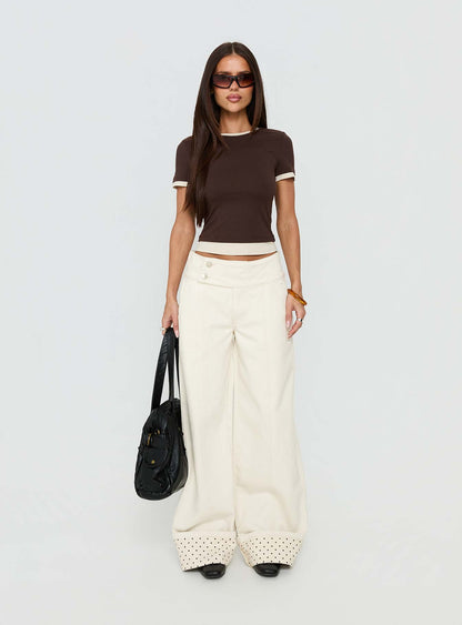 Lights Low Contrast Trim Top Chocolate / Beige