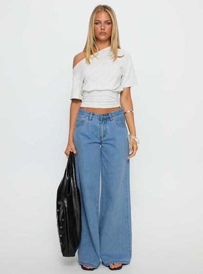Supercut Low Rise Baggy Pleat Jeans Light Blue Wash
