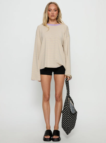 Settle Down Long Sleeve Top Lilac / Lemon Stripe