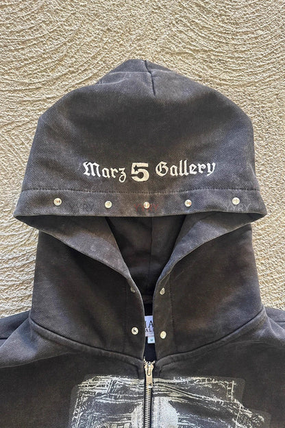 Street Style Rhinestone Print Hoodie