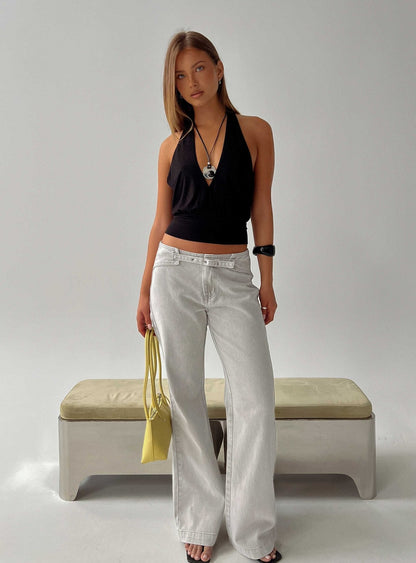 Slow Ride Mid Rise Bootleg Belted Jeans Desert Grey