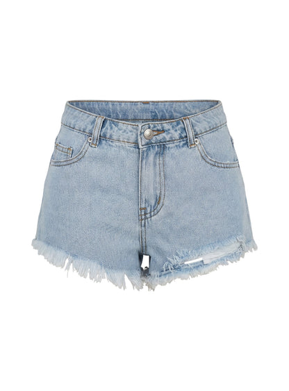 Posse Distressed Micro Denim Shorts Light Blue Wash
