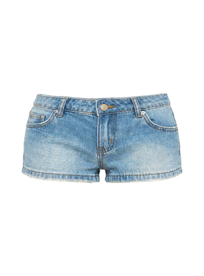 Roadie Ultra Low Rise Shorts Mid Blue Wash
