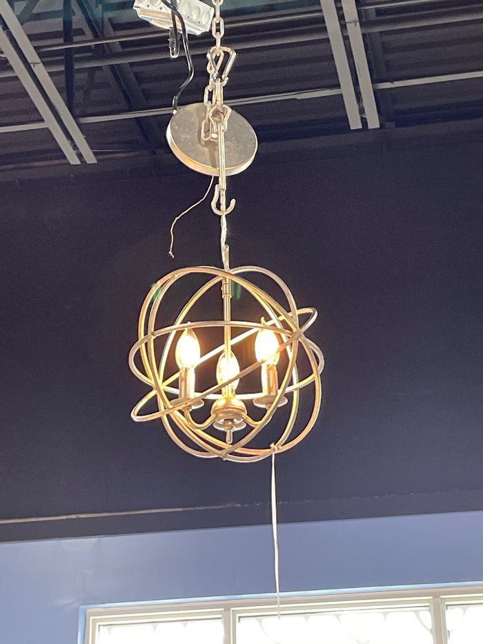 CHANDELIER SILVER GLOBE 3 LIGHTS