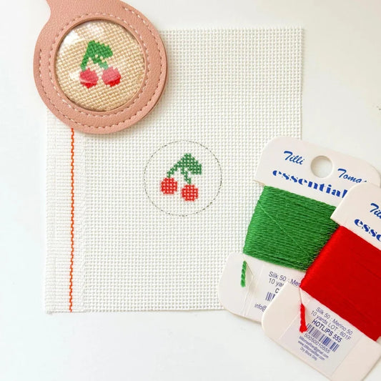 cherry bag tag canvas
