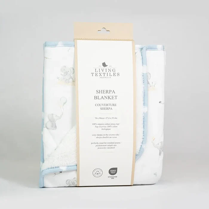 Cotton Jersey Sherpa Blanket - Elephant Playtime