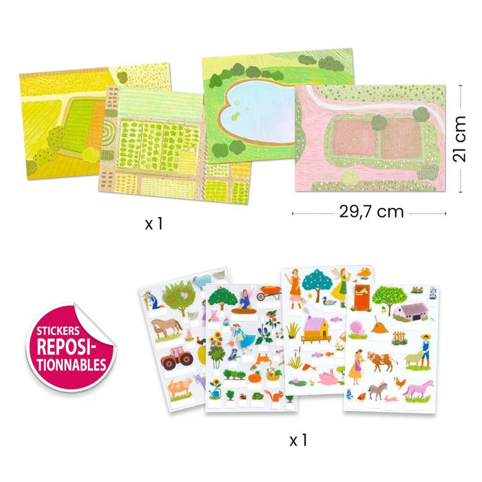 Djeco 80 piece 3D Lift-Up Sticker Playset - Farm