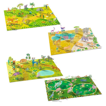 Djeco 80 piece 3D Lift-Up Sticker Playset - Jungle Animals