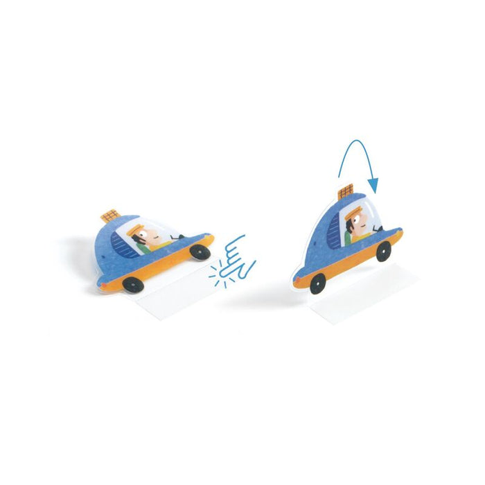 Djeco 80 piece 3D Lift-Up Sticker Playset - Vehicles