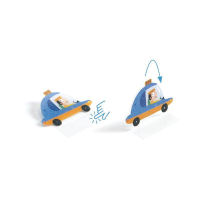 Djeco 80 piece 3D Lift-Up Sticker Playset - Vehicles