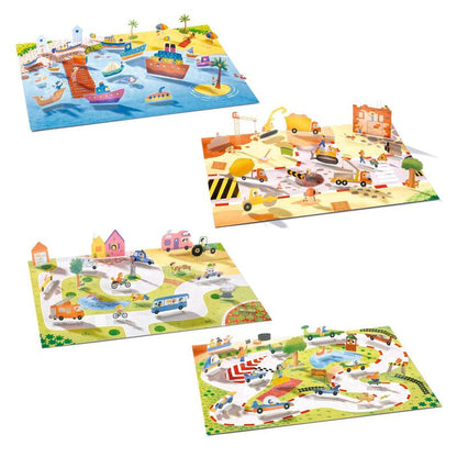 Djeco 80 piece 3D Lift-Up Sticker Playset - Vehicles