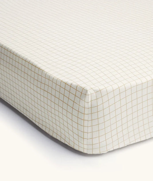 ergoPouch Organic Fitted Cot Sheet - Caramel Grid