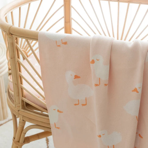 Fox & Fallow Cotton Blanket - Pink Ducks