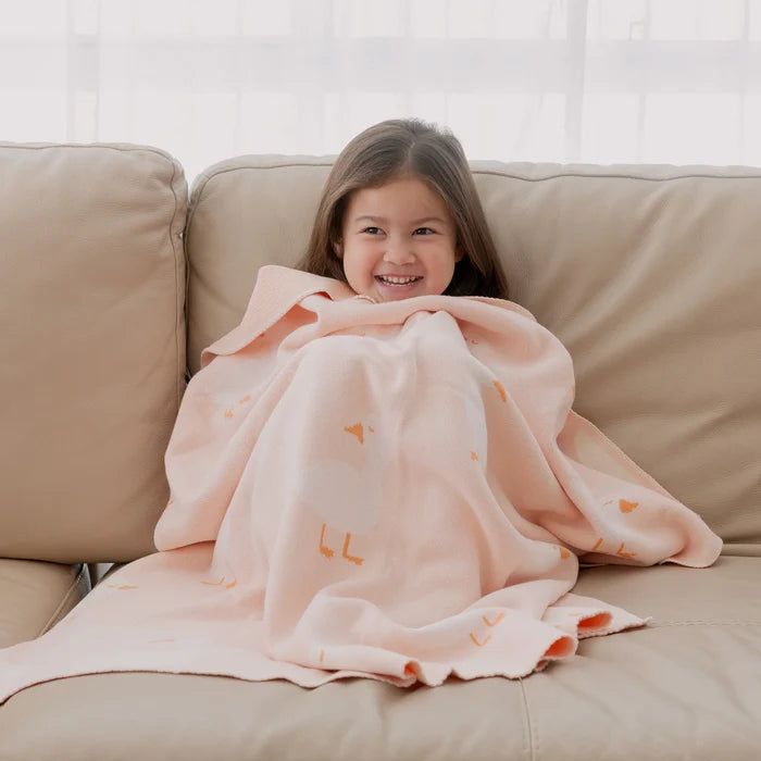Fox & Fallow Cotton Blanket - Pink Ducks